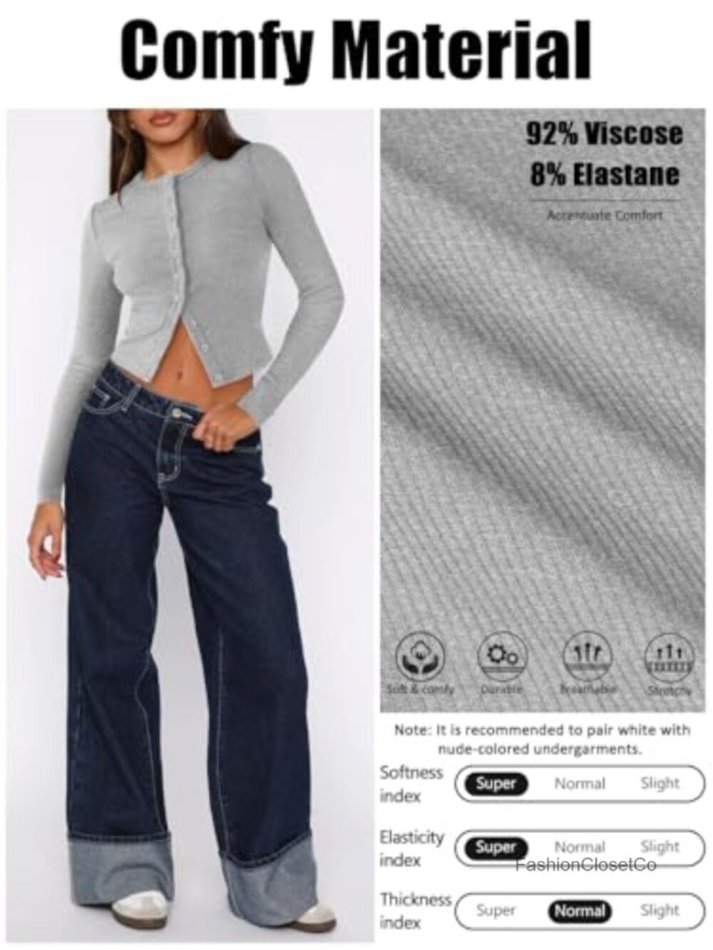 Women's Ribbed Knit Button Down Long Sleeve Cardigan Top - Picture 4 of 6